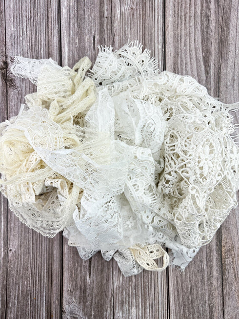 Off White and Ecru Mixed Variety Lace Trim Scrap Pack Scrap Bundle Pack 10 Trims Over 21 yards Total SPK00170